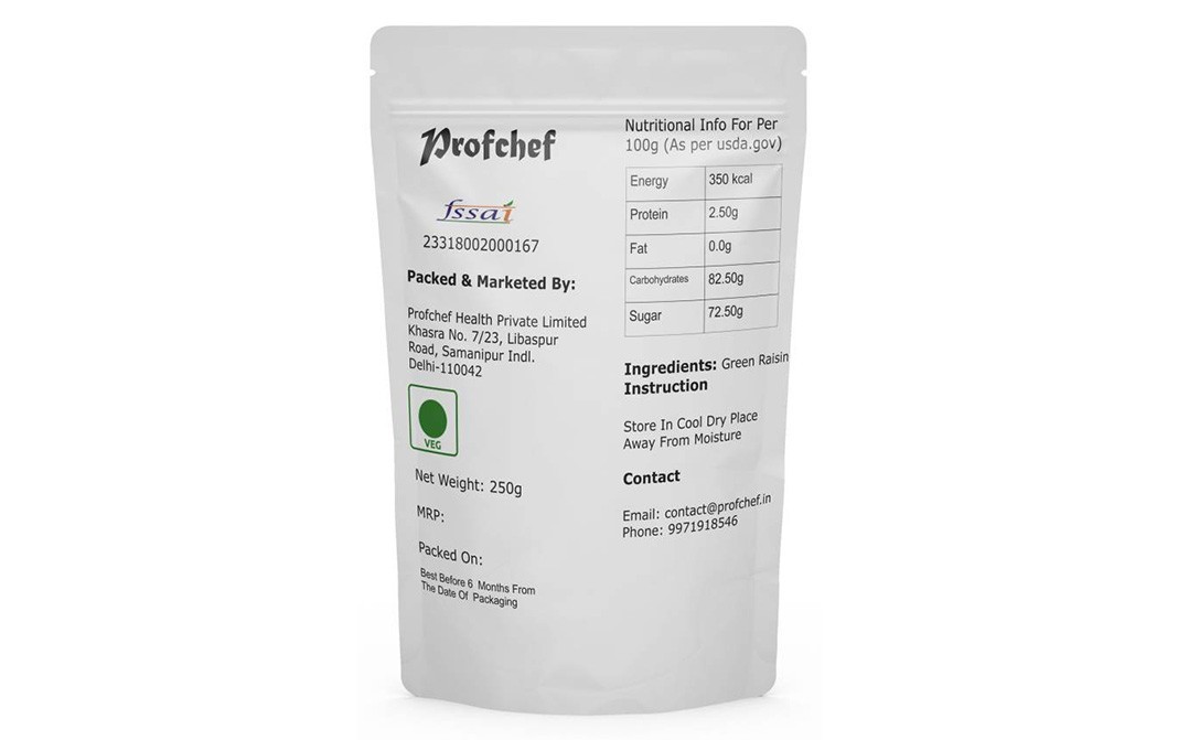 Profchef Raisins (Premium Kishmish)   Pack  250 grams